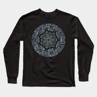 Black Blue Cosmic Flower Long Sleeve T-Shirt